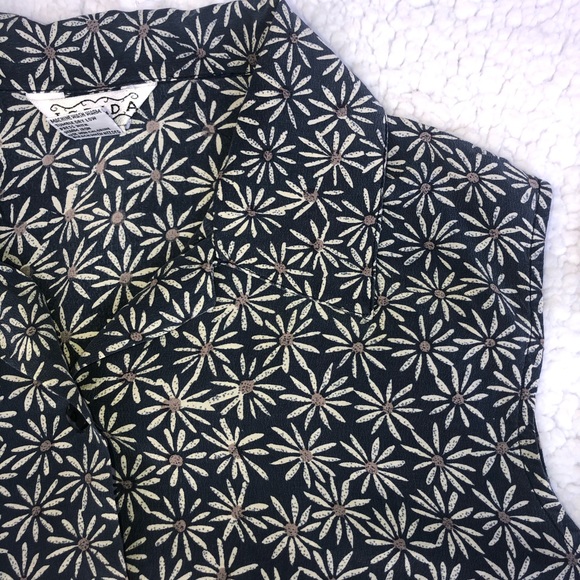 Silk blouse daisy print button down sleeveless vintage women’s small EUC - Picture 7 of 12